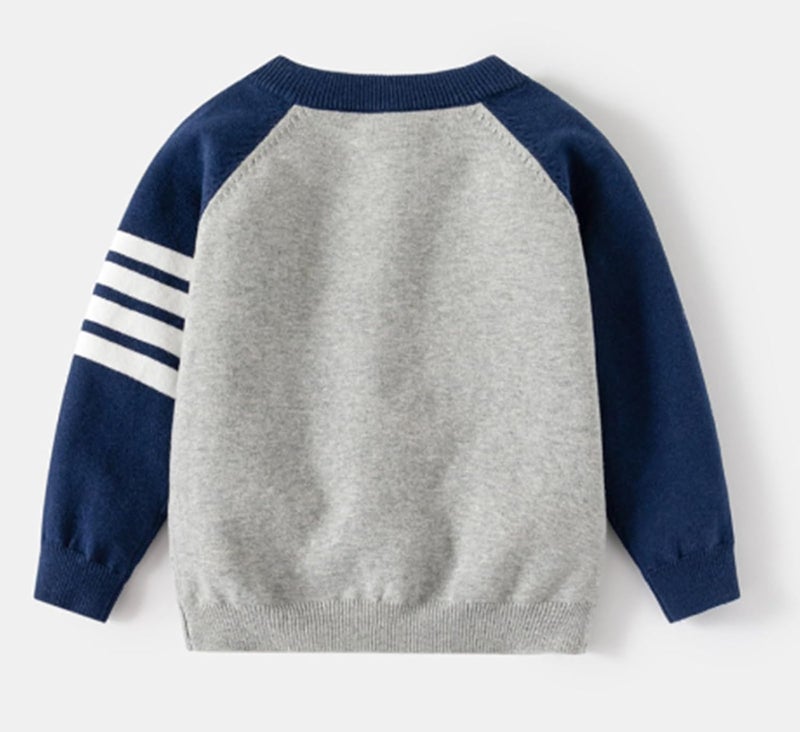 warmstraw Little Boys U-Neck Cardigan Button-up Knit Sweater Casual Outerwear - Image 2